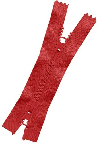 Schneidereibedarf Werner Reißverschluss für Jacken, Reißverschluss für Mäntel, 6mm Krampenschiene (Kunststoff), Teilbar, X-Form/2-Wege (Farbe: rot (399), Länge: 80 cm)