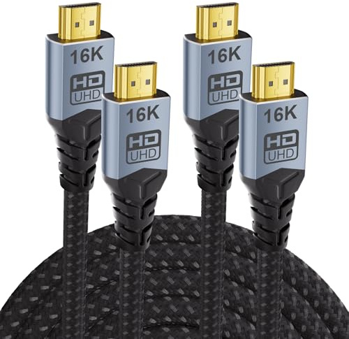 CABLAPTOP hdmi cable 3m,[2-Pack] 16K HDMI 2.2 Cable, 96Gbps Ultra High Speed 16K@60Hz 8K@120Hz 4K@480Hz, HDCP 2.3 & HDR10 HDMI Cables for PS5/Series/Roku TV/Gaming PC/Monitor/Blu-ray/Projector