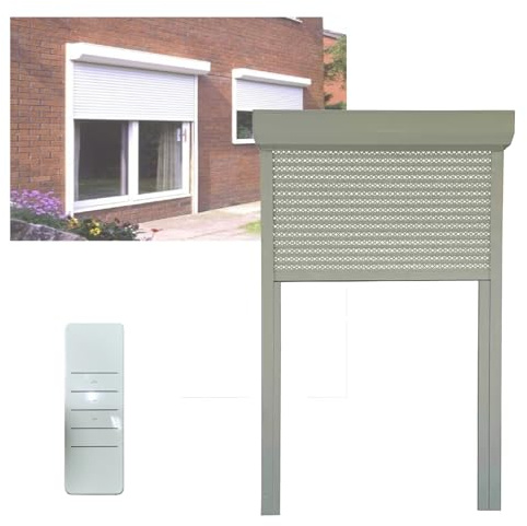 LVLDAWA Porta Avvolgibile Automatica, Tenda Esterna Retrattile Insonorizzata per Finestre Oscurante Esterno in Alluminio con Montaggio Parete Telecomando(70X140CM)