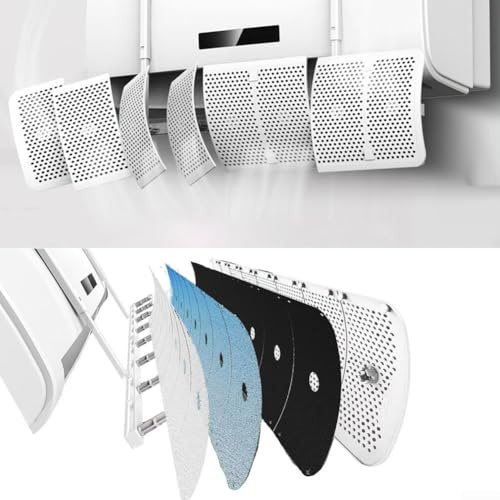 Déflecteur d'air multidirectionnel à 8 feuilles pour climatiseur mural, déflecteur de sortie d'air réglable avec filtre en coton optionnel pour éviter la condensation et le soufflage direct (filtre à