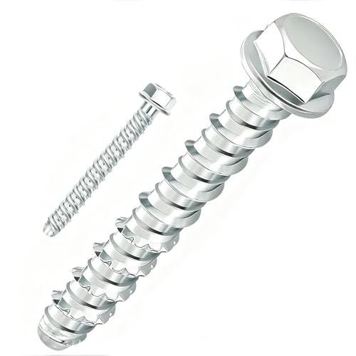 CRCFSUK 10PCS M8x50mm Concrete Screws, Flange Hex Head Masonry Screws for Brick Wall, Concrete Anchor Bolts for Fixing Marble, Wood, Stone