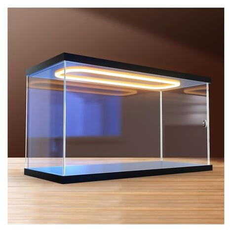 Transparente Vitrine, LED-Acryl-Display vorne mit offener Tür, stapelbar for Sammlerstücke in verschiedenen Größen(40x15x15cm(16x6x6in))