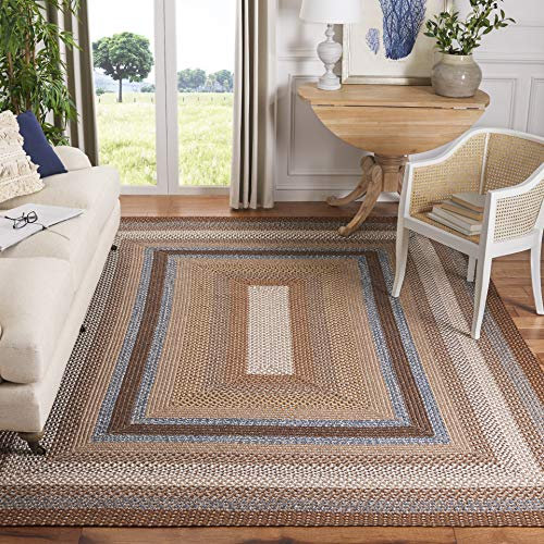 Safavieh BRD313A Teppich, geflochten, 1,8 x 2,9 m, Braun und Mehrfarbig, handgefertigt, Landhausstil, wendbar, ideal für stark frequentierte Bereiche im Wohnzimmer, Schlafzimmer