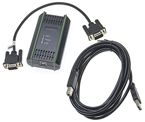 vhbw USB Programmierkabel PLC, MPI kompatibel mit Siemens Simatic S7-300 PLC, S7-400 PLC Funkgerät - Seriell Adapter Konverter, schwarz