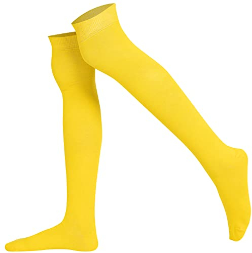 Mysocks Über das Knie Hoch lang Socken Gelb