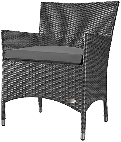 RS Trade® Exclusive 'Trento' Polyrattan Gartenstuhl handgeflochten mit verstärktem Alu-Rahmen, bis zu 200 kg belastbar, Rattan Stuhl mit Alu Füßen und extra Bodenschutzkappen, inkl. 5 cm Sitzkissen