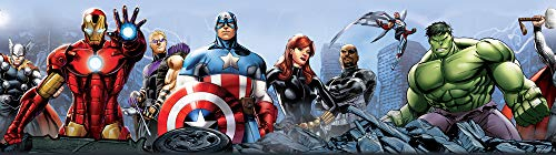 AG Design Marvel Avengers Wand Sticker, Selbstklebende Folie, Mehrfarbig, 500 x 14 cm