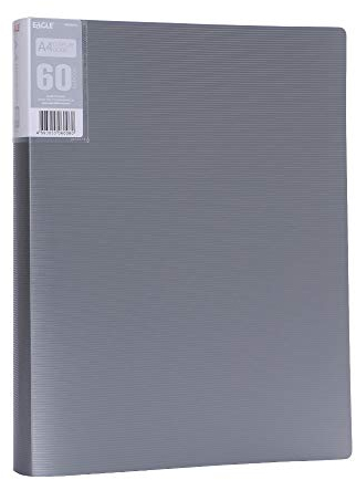 Eagle Porte Vues A4 avec 60 Pochettes Transparents A4 Poche Livret de Présentation pour Classer et Protéger les Documents(Gris)