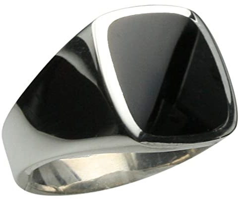 Feiner Siegelring mit Onyx aus massivem Silber 925, Größe:62 (19.8 mm)