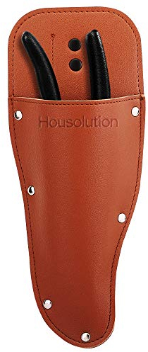 Housolution Funda para Tijeras de podar Herramientas de Jardín, 22x8.8x2.2 cm Bolsa Protectora de Herramienta de Cinturón con Hebilla Clip para Cuchillo y Tijera de Jardinería Poda de Cortar - Marrón
