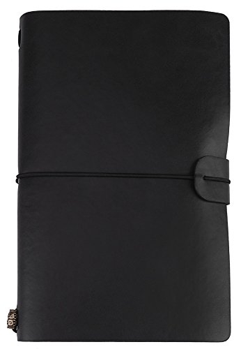 Reisetagebuch Notizbuch, 1 Stück Vintage Retro PU Leder Notizbuch, Personalisiertes Tagebuch Tagebuch Nachfüllbarer Notizblock(Schwarz)