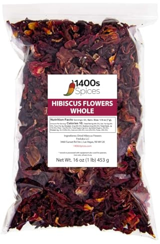 1lb Dried Whole Hibiscus Flowers and Petals, Flor de Jamaica