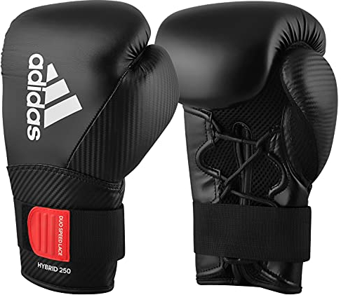 adidas Herren Hybrid 250 Duo Lace Boxhandschuhe, Schwarz, 14 oz