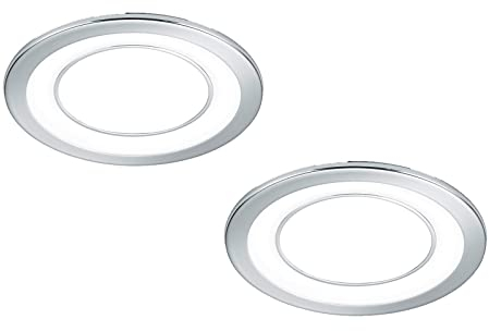 2er Set Deckeneinbaustrahler rund in Silber Chrom, Durchmesser Ø 14,8cm