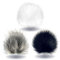 Wohnkult Bommel-Set 3 x Kunstfellbommel mit Druckknopf Weiß + Dunkelgrau + Schwarz-Metallic Pelz Ø15-17 cm Mützen Schlüssel Anhänger Pommel Bommel