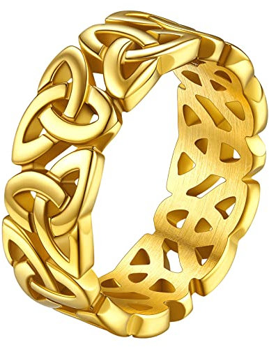 FaithHeart goldener Bandring für Damen Mädchen 7.5mm breit Siegelring Ring Ehering Verlorbungsring für Freundin Ehefrau