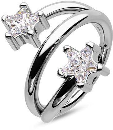 CM Crareesi Mania Stern Helix Ohrringe 316L Chirurgenstahl Knorpel Ohrringe 16Gauge Helix Hoop Schmuck Doppel Helix Piercing Schmuck für Frauen, Zirkonia