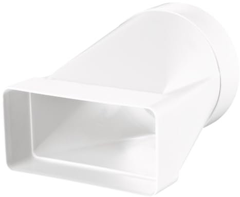 Flachkanal Luftrohre Lüftungssystem Heizung Kühlung PVC Lüftungselement Rund Eckig Kanalbogen Vertikal Horizontal Flach-Rund T-Stück Wandplatte Weiß (Übergang rund auf rechteckig, 220x90/Ø150)