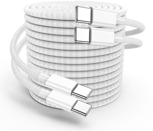 Câble USB C vers USB C [3M/Lot de 2] 60W Cable USBC Charge Rapide Nylon Tressé Câble Chargeur Cordon USBC pour iPhone 17 Pro Max/16/16 Pro/15 Plus, MacBook Pro, iPad Pro/Mini/Air, Samsung S25