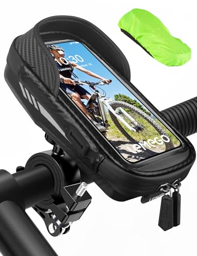 LEMEGO Support Telephone Velo Moto Etanche Sacoche Guidon Vélo VTT Rotation 360 Ecran Tactile pour Smartphone 4.7-7 Pouces avec Housse de Pluie Porte Téléphone Vélo Moto Trottinette Cyclisme