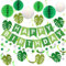 Grüne Dekorationen, Grünes Happy Birthday Banner mit Wabenbällen, Palmblätter hängende Luftschlangen, Kreis Punkt Girlanden Dekorationen, Geburtstag Party Dekoration für Junge Mädchen