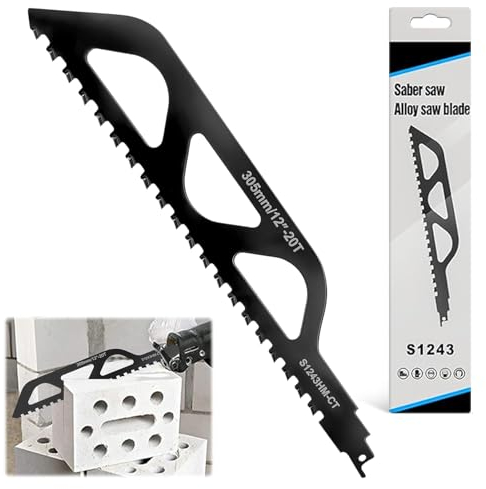 Sägeblatt, Säbelsägeblatt Hartmetall, Säbelsägeblatt Metall Stein, Sägeblätter Säbelsäge, Säbelsägeblätter für Porenbeton, Holz, Metall, Ziegel, Beton, Professional Sägeblätter (305mm)