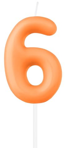 Macaron Orange Zahl 6 Kerzen, Orange 6th Geburtstag Kerzen, Macaron Happy Birthday Kerze für Kuchen, süße Kuchendekoration, Macaron Orange Cake Topper für Mädchen Jungen Geburtstagsdekorationen