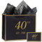 momoake Geschenktüte zum 40. Geburtstag, mit Karte und Seidenpapier für Männer und Frauen, 1985, 40 Jahre alt, 33 cm, elegant, schwarz, gold, Jahrestag, Andenken, Party, Geschenk, Einkaufspapiertüten