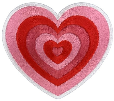 Urbanski Patch Süßes Herz in Rosa und Rot zum Aufbügeln 7,5 x 8,5 cm | Aufnäher Applikation Bügelbild