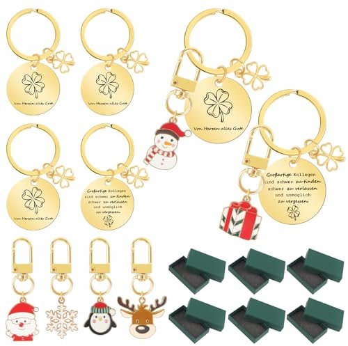 FINEASY 6 Sets Schlüsselanhänger Kollegin,Abschiedsgeschenk Kollegen,Schlüsselanhänger Danke für Kollegen Wichtelgeschenk,Geschenk Kollegin Wichtelgeschenk für Arbeitskollegin,Danke Geschenke Kollegen