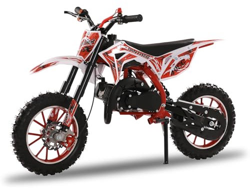 blodfune Gasoline Mini Motorbike, 49cc 2-stroke Gas Power Dirt Bikes for Kids, Hydraulic Shock Absorption Off Road Motocross Bike with Front Rear Disc Brakes, Racing Max Speed 40km/h (red)