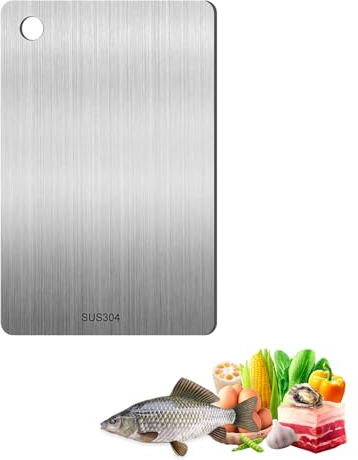 XQMMGO Tabla de cortar de titanio, tabla de cortar, acero inoxidable, doble cara, grado alimenticio, fácil de limpiar y libre de impurezas (25 x 15 cm)