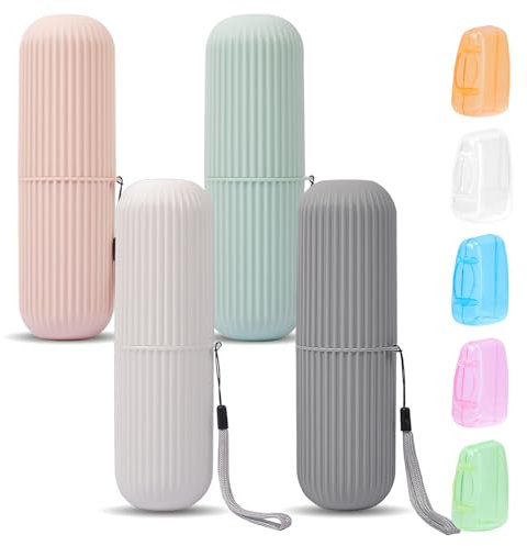 UCEC Zahnbürsten Etui Reise, Hochwertige Zahnbürste Reiseetui, Tragbare Zahnbürstenhülle, Zahnbürste Etui Langlebige & Geruchsneutral, Enthält 4 Zahnbürstenbox & 5 Zahnbürste Kopf Schutz Schutzkappe