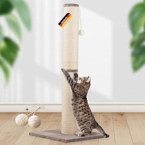 Rohrschneider Kratzbaum XL, Ø12 cm Kratzsäule Sisal, Gr. 2 (H107 cm) Taupe