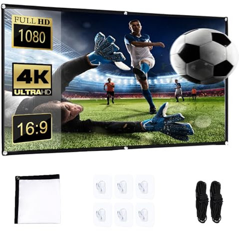 Écran de Projection Portable 60 Pouces, Toile Videoprojecteur Ecran Projecteur 4k HD 16: 9 Pliable, Ecran Retroprojecteur Anti-froissement, écrans de Projection pour Home Cinema Entreprise Voyage