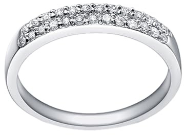 Damenring Breit Silber, Damenring für Mittelfinger mit 0,3 Ct Diamant Pt950 Größe 63 (20.1)