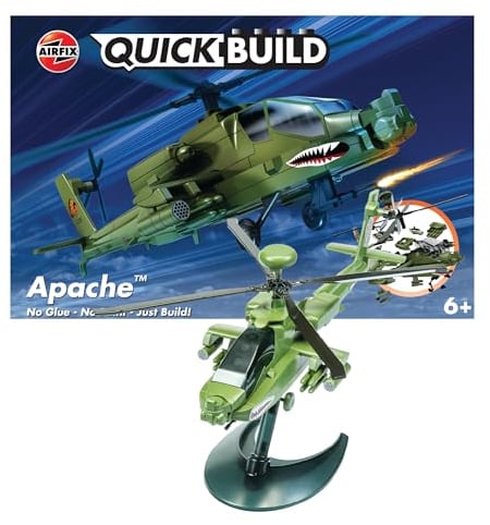 Airfix QUICKBUILD Model Aircraft Kits - J6004 Apache Model Building Kit for Kids 6+, Construction Helicopter Toys for Boys & Girls - Fighter Helicopter & Toy Aeroplane Sets, Plane Enthusiast Gifts