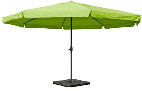 Mendler Sonnenschirm Meran Pro, Gastronomie Marktschirm mit Volant Ø 5m Polyester/Alu 28kg mit Ständer - grün
