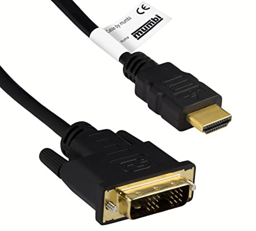 mumbi 08887 Câble HDMI / DVI (19 broches HDMI-A mâle à 18 + 1 mâle DVI), double blindage, HDTV jusqu'à 1080p, contacts dorés, 10,0m, noir