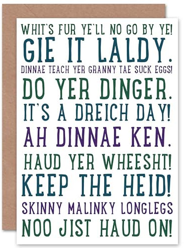 Wee Blue Coo Scottish Sayings Phrases Scots Fun Scotland Sealed Greeting Card Plus Envelope Blank inside