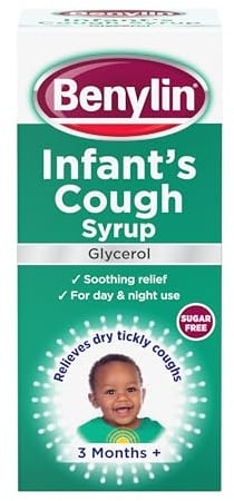 Benylin Infant’s Cough Syrup Apple Flavour (1x 125 ml), Effective Tickly and Dry Cough Medicine, Suitable for Day and Night Use Medicine for Children Aged 3 Months +