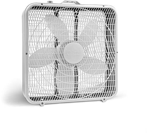 Comfort Zone Box Fan with Carry Handle, 20 inch, 3 Speed Full-Force Air Circulation with Air Conditioner, Floor Fan, Bedroom Fan, Airflow 15.03 ft/sec, Ideal for Home, Bedroom & Office, CZ200A