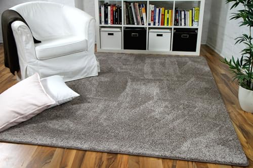 Snapstyle Hochflor Velours Teppich Mona Taupe in 24 Größen