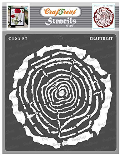 CrafTreat Texture Stencils for Crafts Reusable Vintage Tree Rings Size: 6 x 6 Inches Tree Decor Stencils Textured Stencils for Painting on Concrete, Wood, Canvas, Fabric and Walls