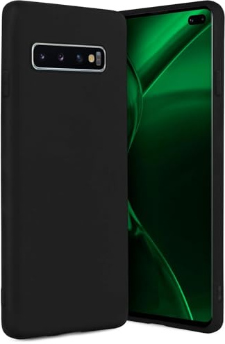 ONEFLOW SlimShield Pro für Samsung Galaxy S10 Plus Hülle Ultra dünn erhöhter Rand, TPU Backcover minimalistisch Handyhülle flexibel, Schutzhülle mit Kamera- und Displayschutz, Schwarz