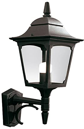Licht-Erlebnisse Klassische Außenwandleuchte FRANKIE Schwarz Aluminium Rustikal IP44 Außenlampe Antik Haus Hof Haustür