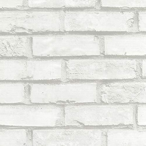 Venilia Lámina adhesiva, Blanco piedra Aspecto ladrillo, 45cm x 1,5m, Espesor 95μ, Vinilo autoadhesivo para muebles o cocina, decorativas papel pintado pared, PVC sin ftalatos, Fabricado en UE
