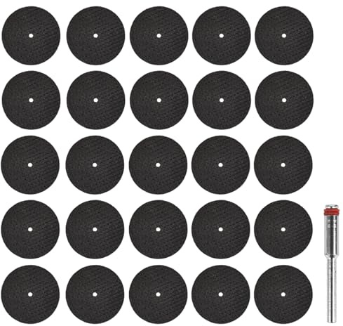 Harz-Schneidscheibe 32 mm Drehwerkzeug Trennscheibe Fiberglas verstärkte Trennscheiben Set zum Schleifen (100 Stück Trennscheiben + 1 Stück 36 mm Spanndorn)