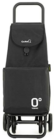 GARMOL Carro de la Compra Térmico Plegable 55 Litros |Bolsillo Térmico Interior de 11 Litros | Carro de la Compra 4 Ruedas Gran Capacidad | Carrito Compra Plegable Color Negro