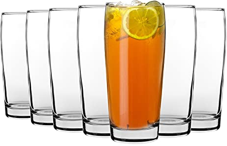 LAV 24x Clear 370ml Bardi Classic Beer Glasses - Small Lager Ale Cider Pilsner Drinking Half Pint Glass Pub Cup Set